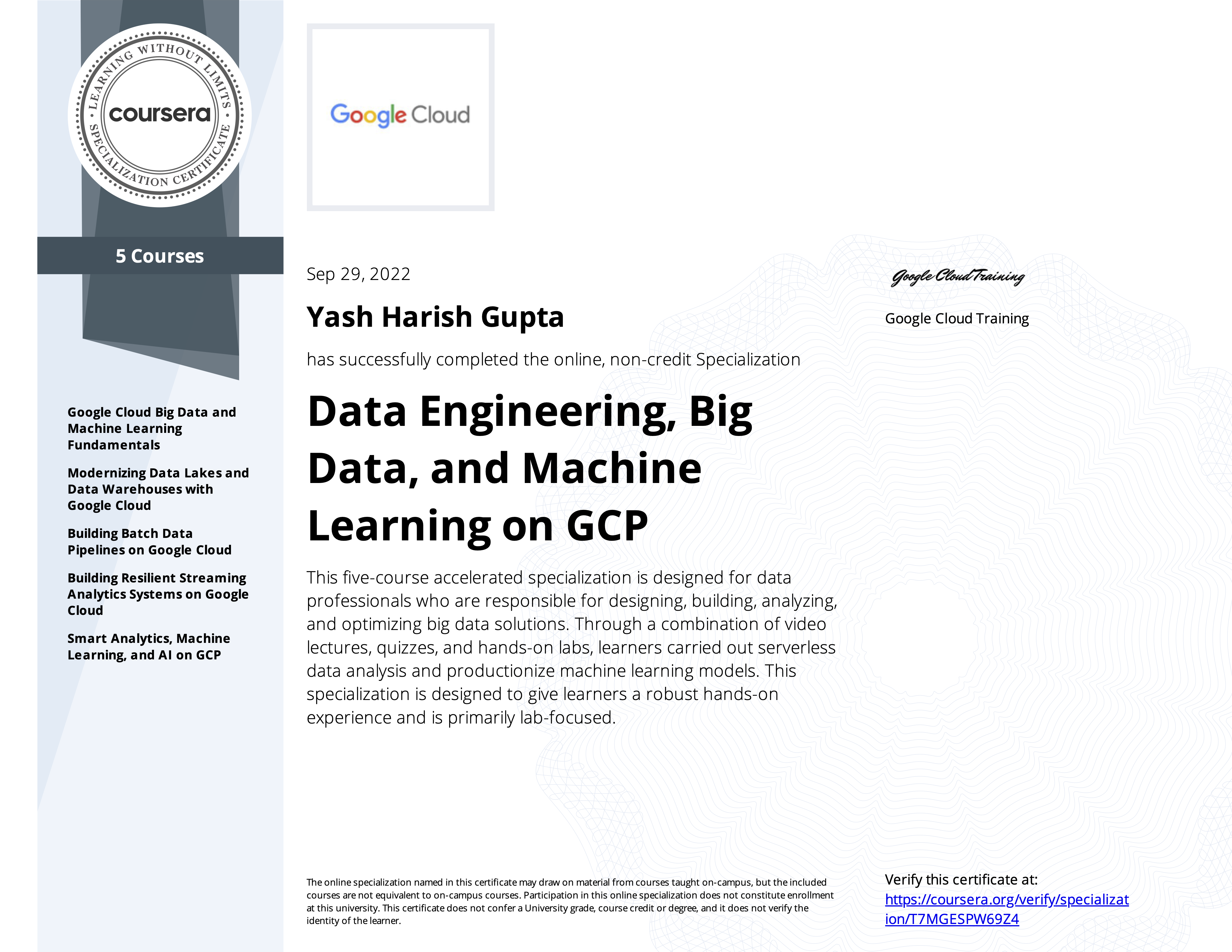 Google Cloud Platform Specialization